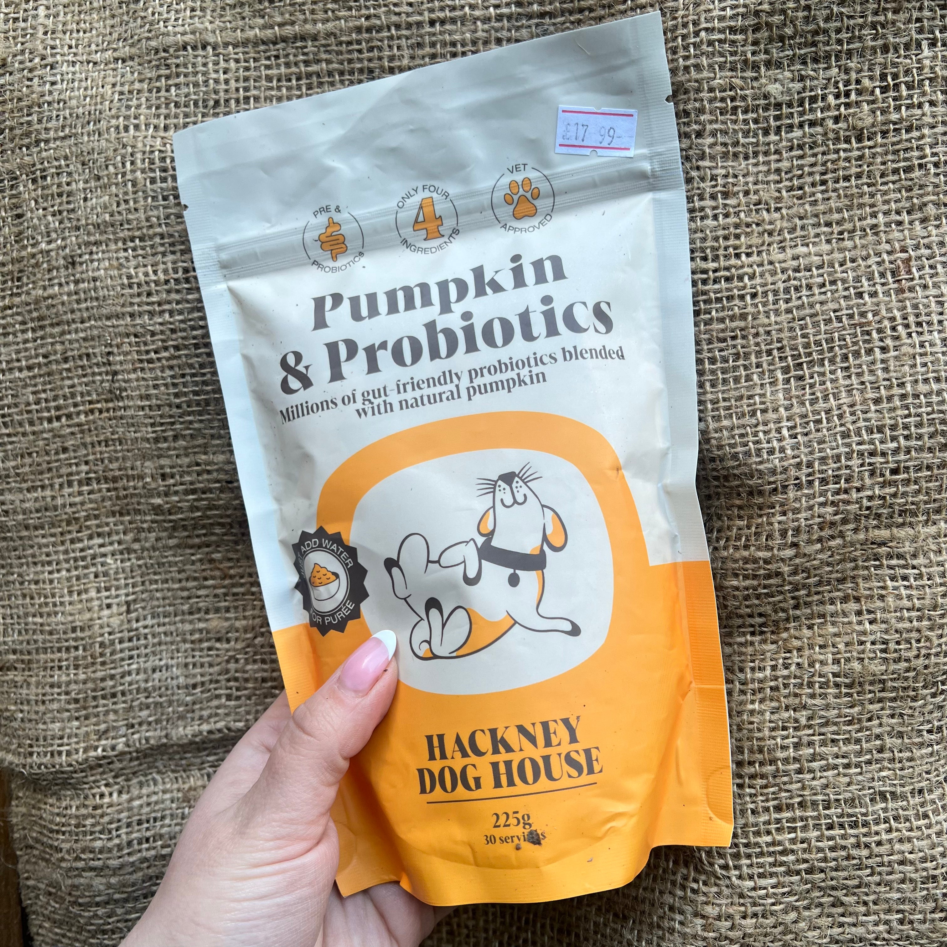 Hackney Dog House Pumpkin & Probiotics Powder 225g – Natural Raw