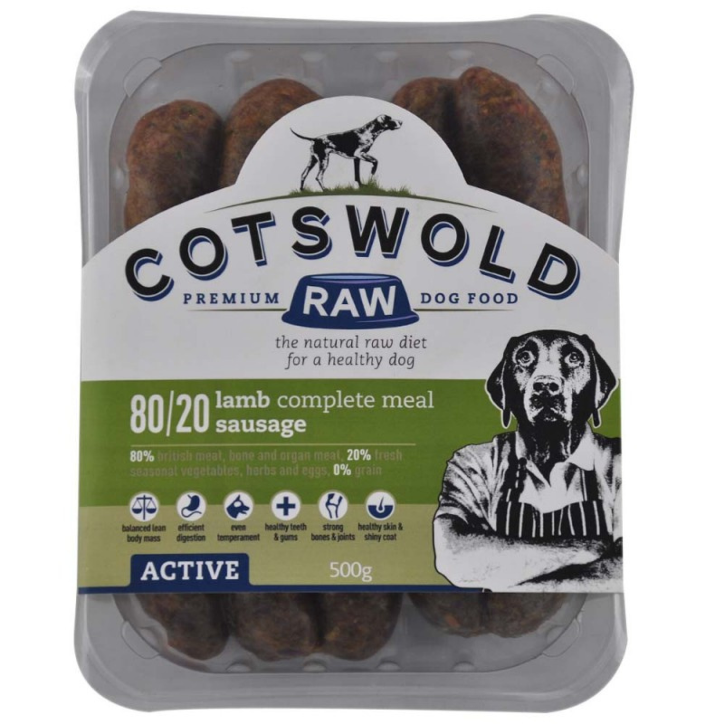 Cotswold Raw Active Sausage Lamb 500g