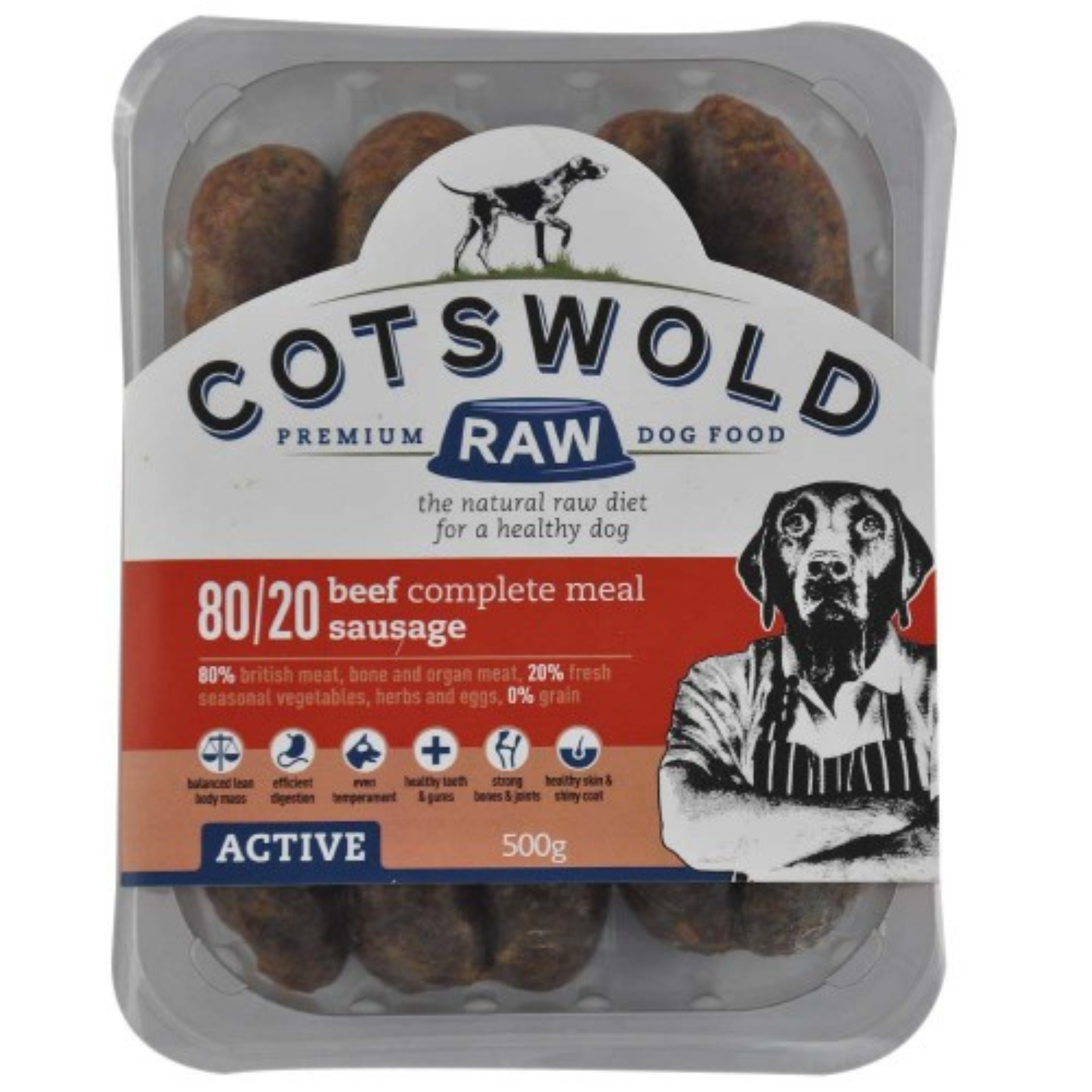 Cotswold Raw Active Sausage Beef 500g